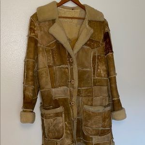 VINTAGE Genuine Lambswool patchwork coat